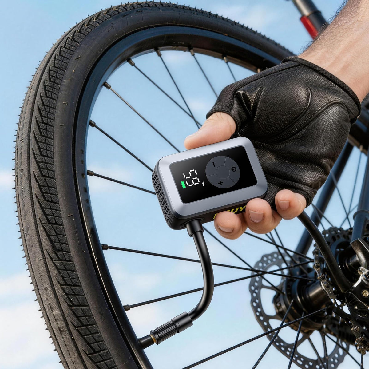 DSUY 120 PSI Mini Electric Bike Pump with Digital Gauge