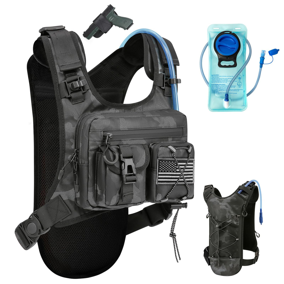 Criuage USA Patent Running Hydration Vest Backpack, Lightweight Chest Pack with 2.0L Water Bladder Bag Daypack for Hiking Running Cycling Race Marathon for Women Men