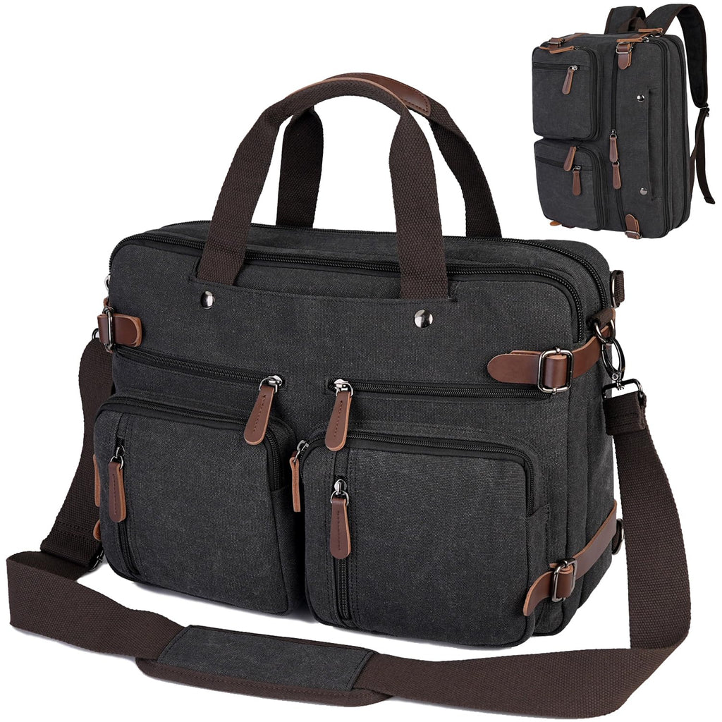 3 In 1 Laptop Bag for Men, Convertible Messenger Bag Canvas Computer Briefcase,Laptop Shoulder Bag for Work Travel College
