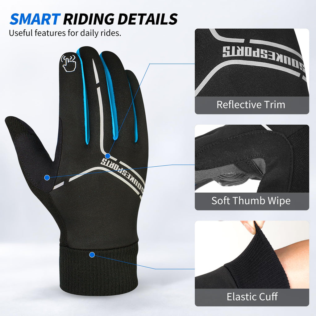 Souke Sports Winter Cycling Gloves Men Women Padded Bike Gloves Touchscreen