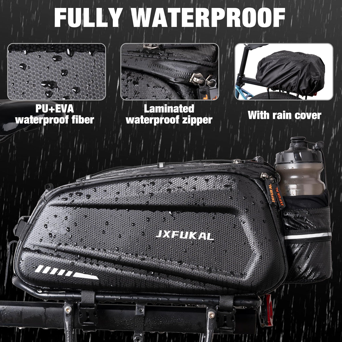 JXFUKAL Hard Shell Rear Bike Rack Bag for E-Bikes